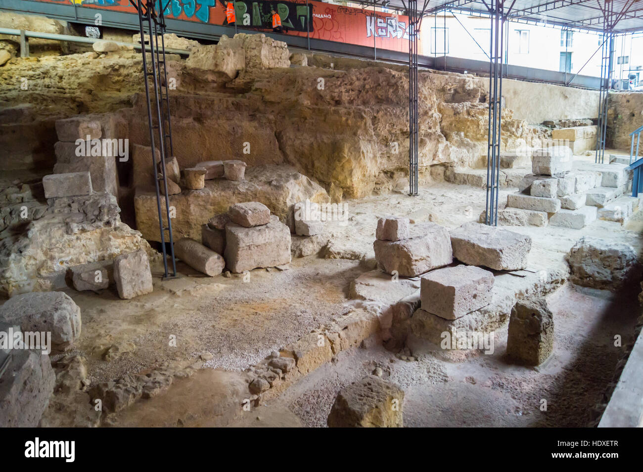 Théâtre Romain et musée de l'excavation, le Museu do Teatro Romano, Patio de Estanco Velho, Lisbonne Portugal Banque D'Images