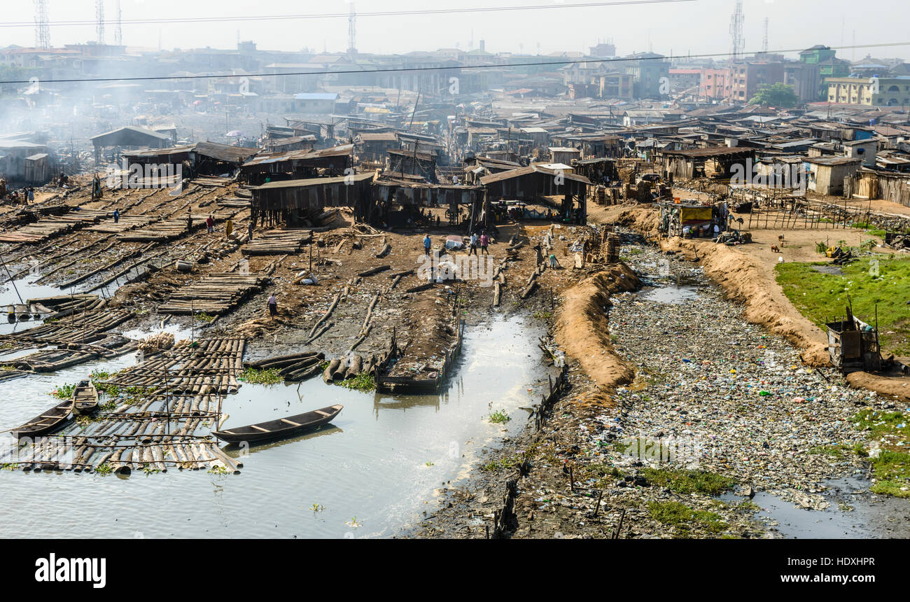 Les bidonvilles de Lagos, Nigéria Banque D'Images