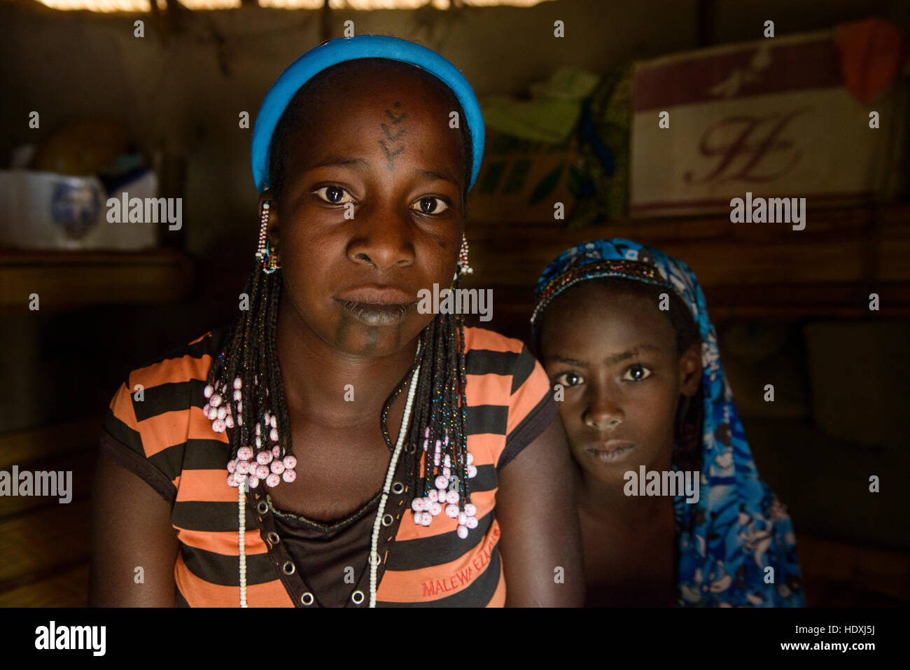 La vie rurale dans un village Peul du Sahel, dans le nord-est du Burkina Faso Banque D'Images