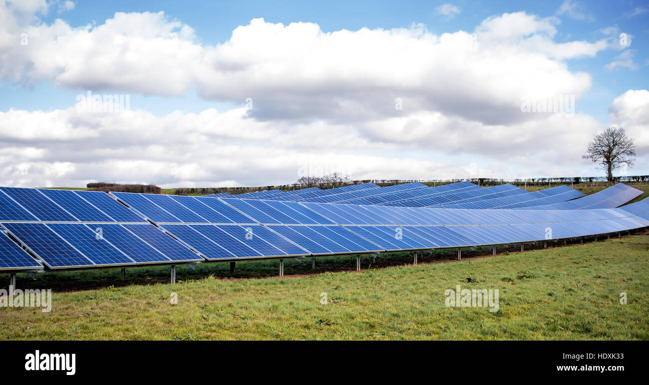 La ferme solaire panneaux solaires. Les énergies renouvelables l'énergie durable. Banque D'Images
