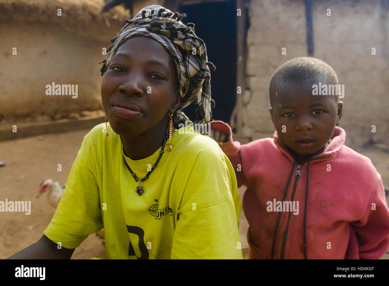 La vie du village en Guinée Banque D'Images