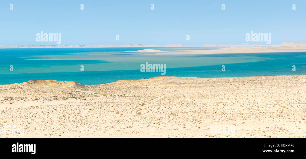 Quand le Sahara répond à l'océan Atlantique, au Sahara Occidental Banque D'Images