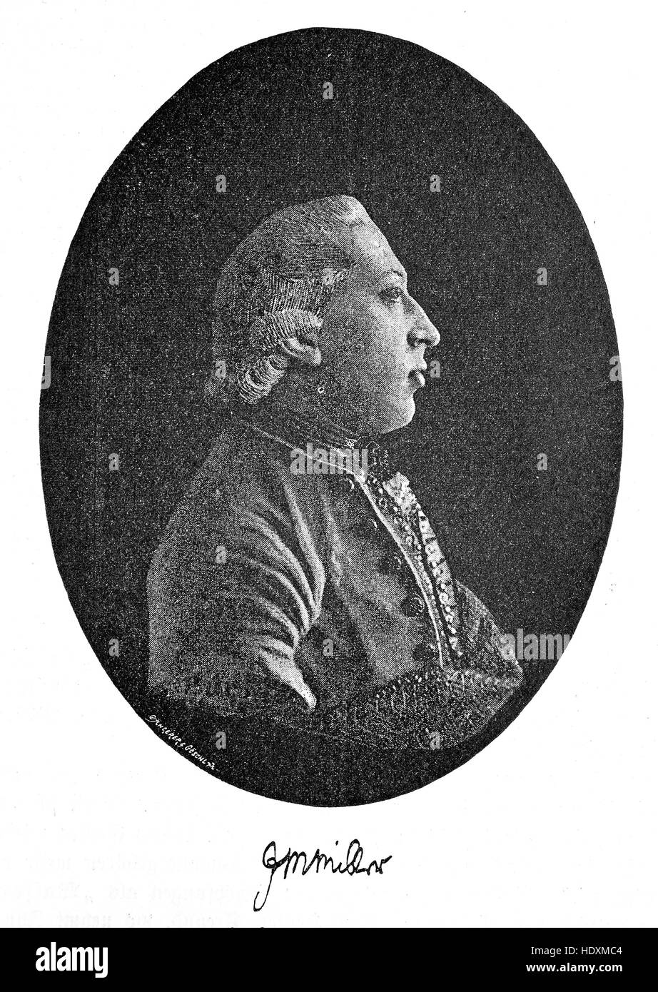 Johann Martin Miller, 1750-1814, le théologien allemand et écrivain, gravure sur bois de l'année 1882, l'amélioration numérique Banque D'Images