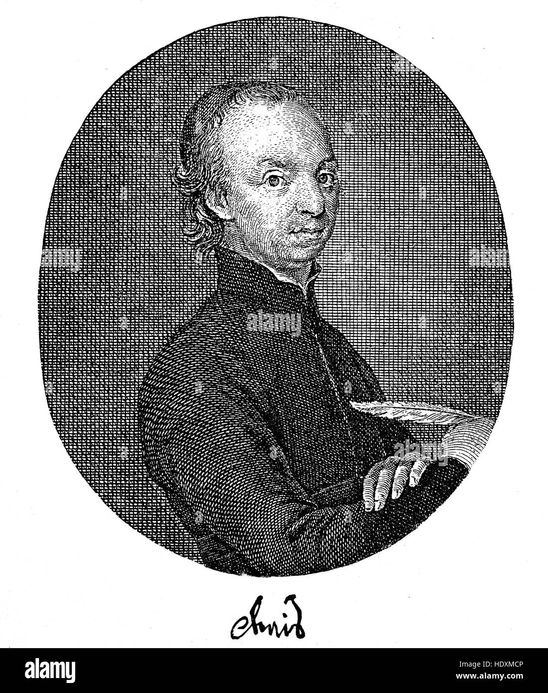 Johann Nepomuk Cosmas Michael Denis,1729-1800, un prêtre catholique et jésuite, poète, bibliographe et lépidoptériste, gravure sur bois de l'année 1882, l'amélioration numérique Banque D'Images