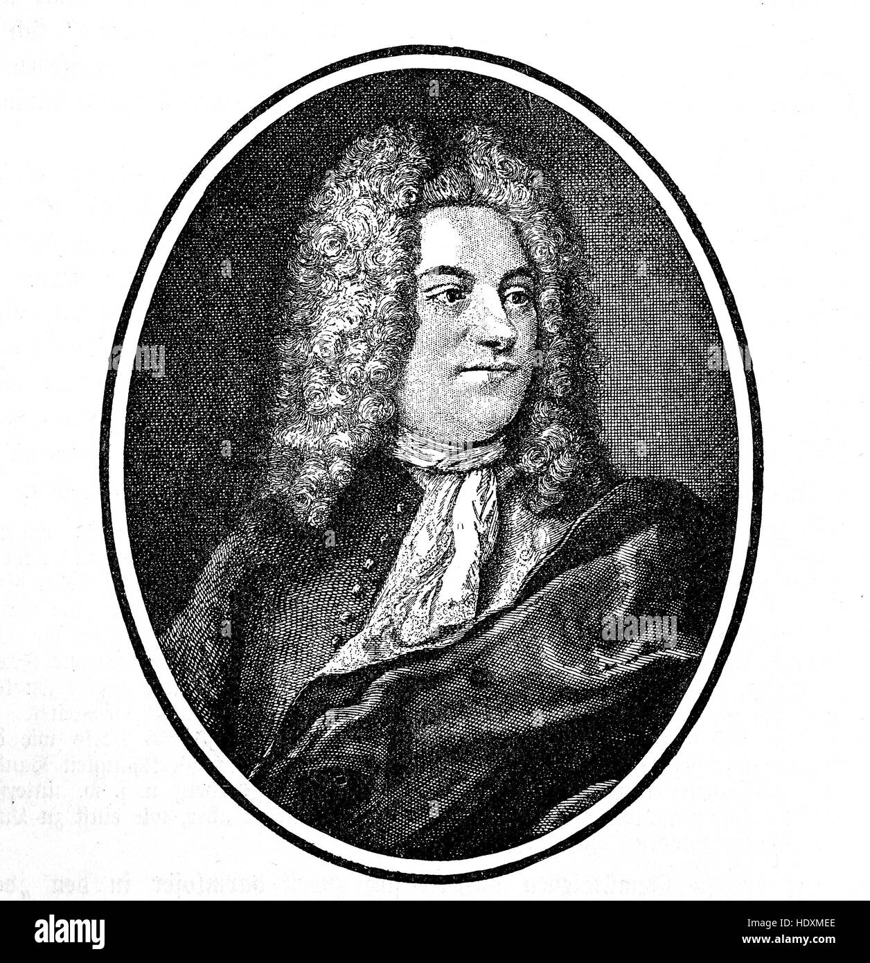 Barthold Heinrich Brockes, 1680-1747, un poète allemand, gravure sur bois de l'année 1882, l'amélioration numérique Banque D'Images