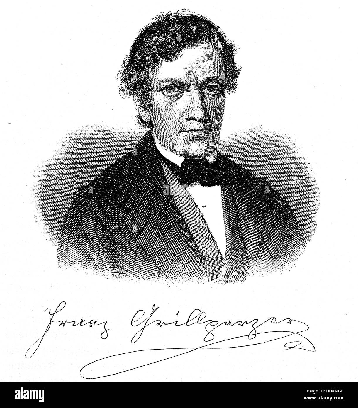 Franz Seraphicus Grillparzer, 1791-1872, un écrivain autrichien , gravure sur bois à partir de l'année 1882, l'amélioration numérique Banque D'Images
