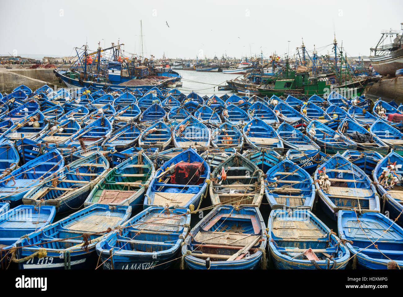 Parking Bateau, Essaouira, Maroc Banque D'Images