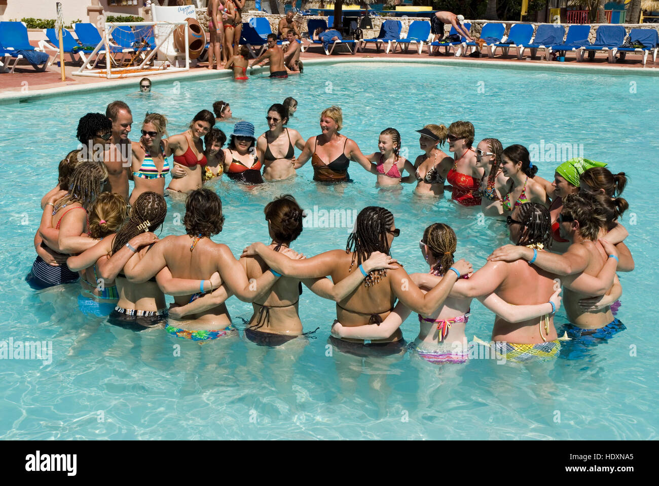 L'aquagym dans une piscine, Punta Cana, République dominicaine, Amérique Centrale Banque D'Images