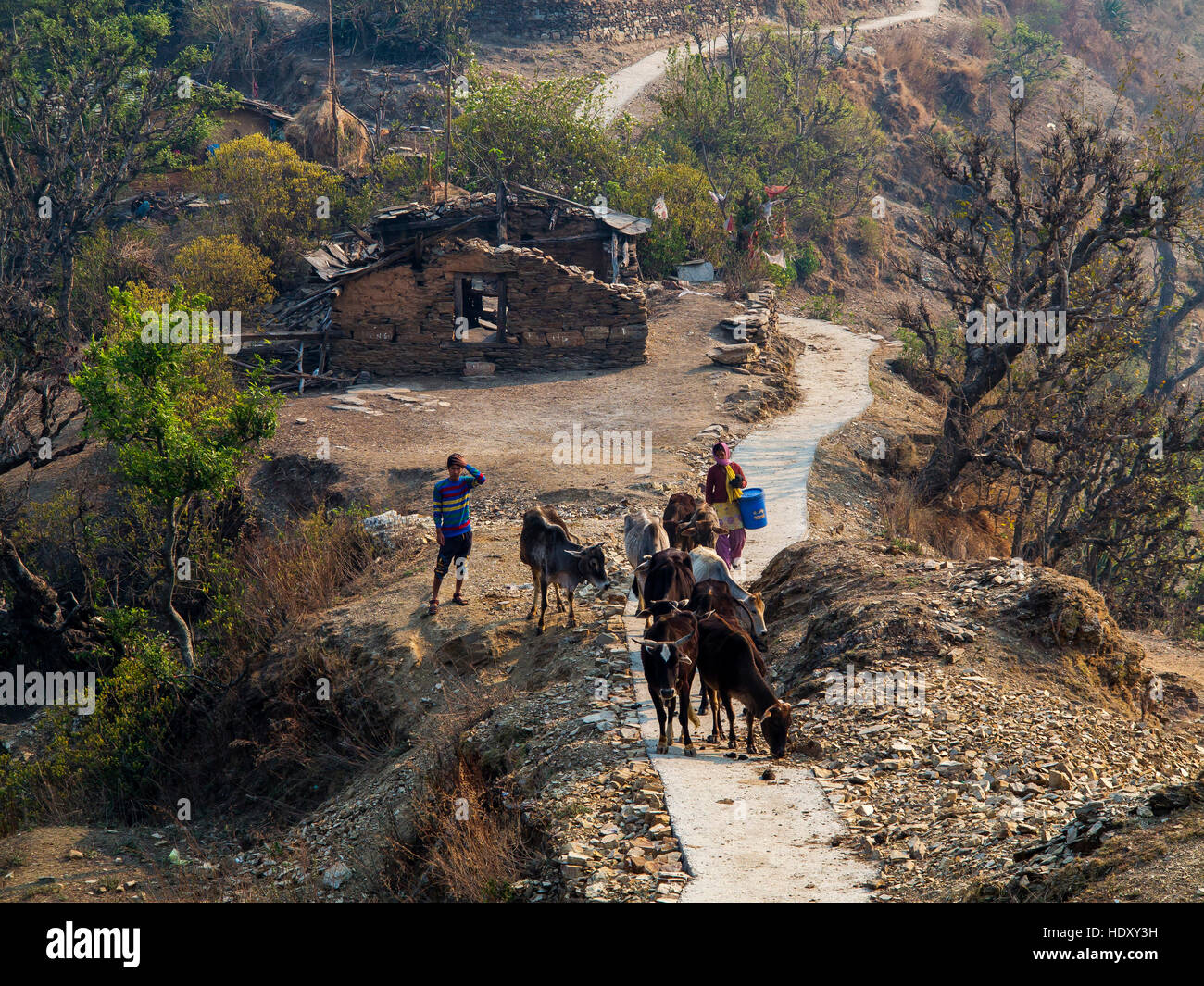 Tulla Kote Village et les 'Saddle' un lieu de nombreuses fois décrits par Jim Corbett dans son livre sur l'Tallas Des maneater tiger Banque D'Images