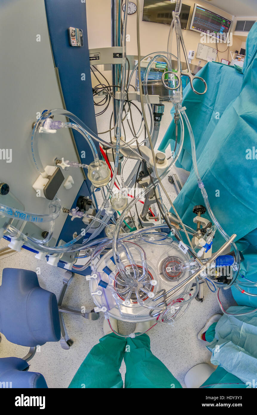 Coeur-poumon artificiel de remplacement valvulaire cardiaque, salle d'opération, Reykjavik, Islande Banque D'Images