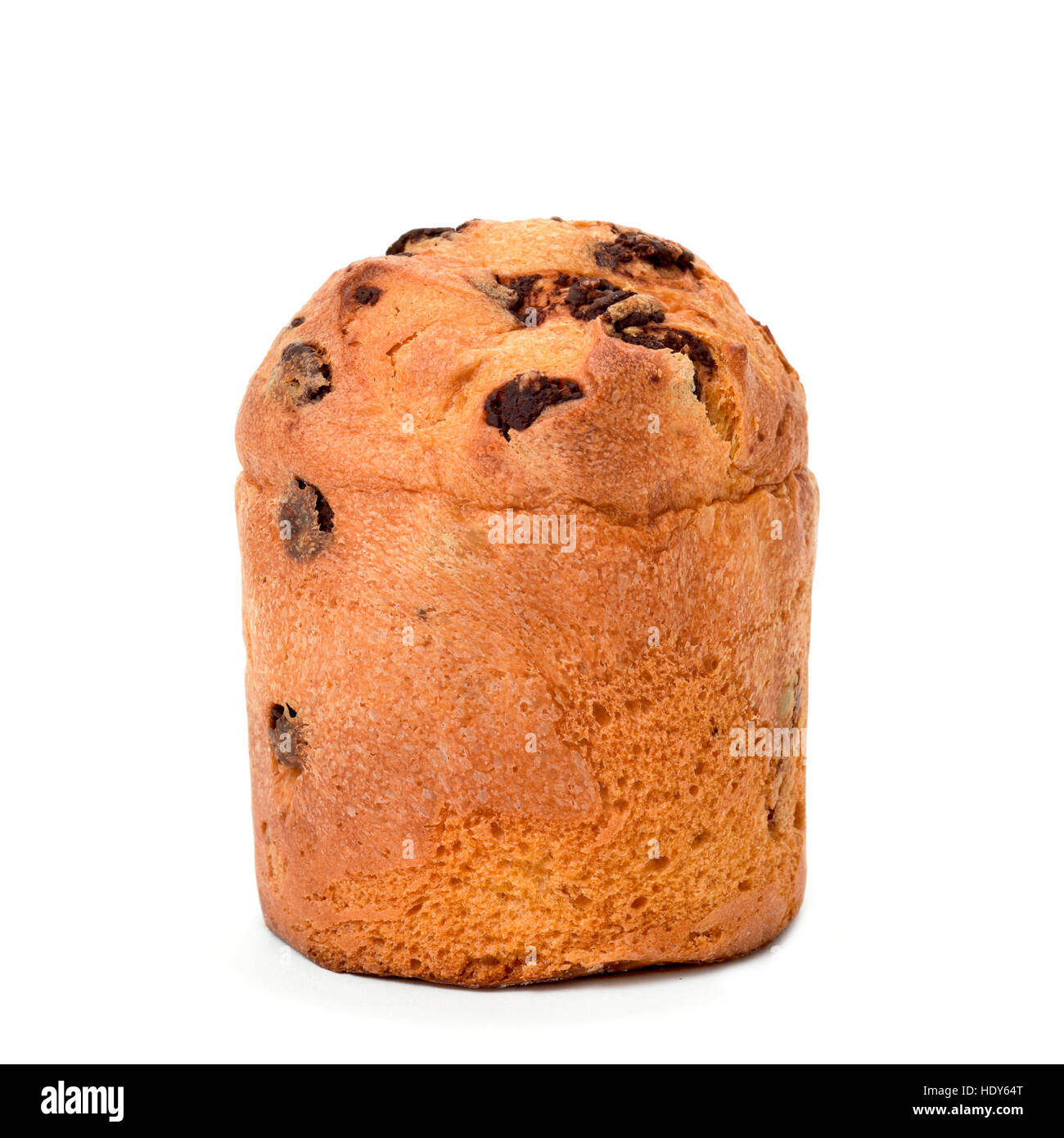 Libre d'un panettone, un doux italien typique pour la période de Noël, sur un fond blanc Banque D'Images