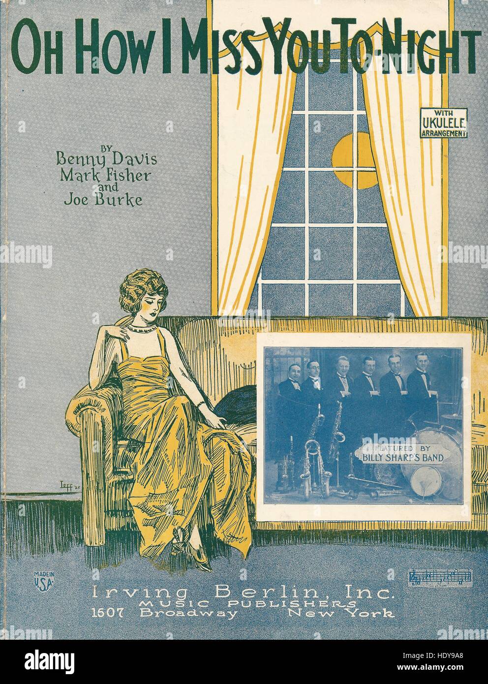 'Oh combien vous Me manquez à-nuit' 1924 Sheet Music couvrir Banque D'Images