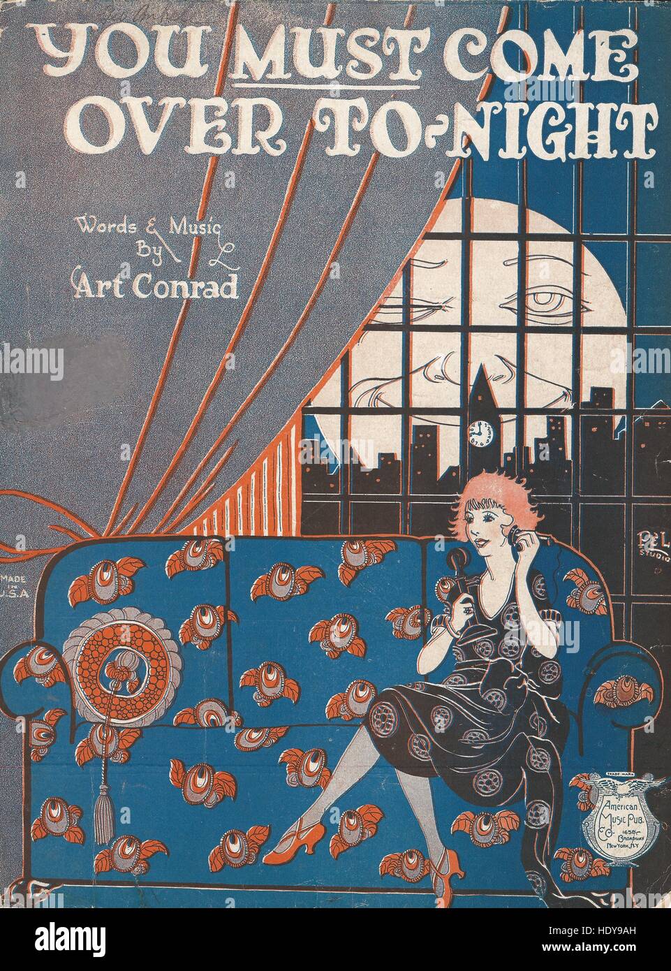 "Vous devez venir à-nuit' 1924 Sheet Music couvrir Banque D'Images