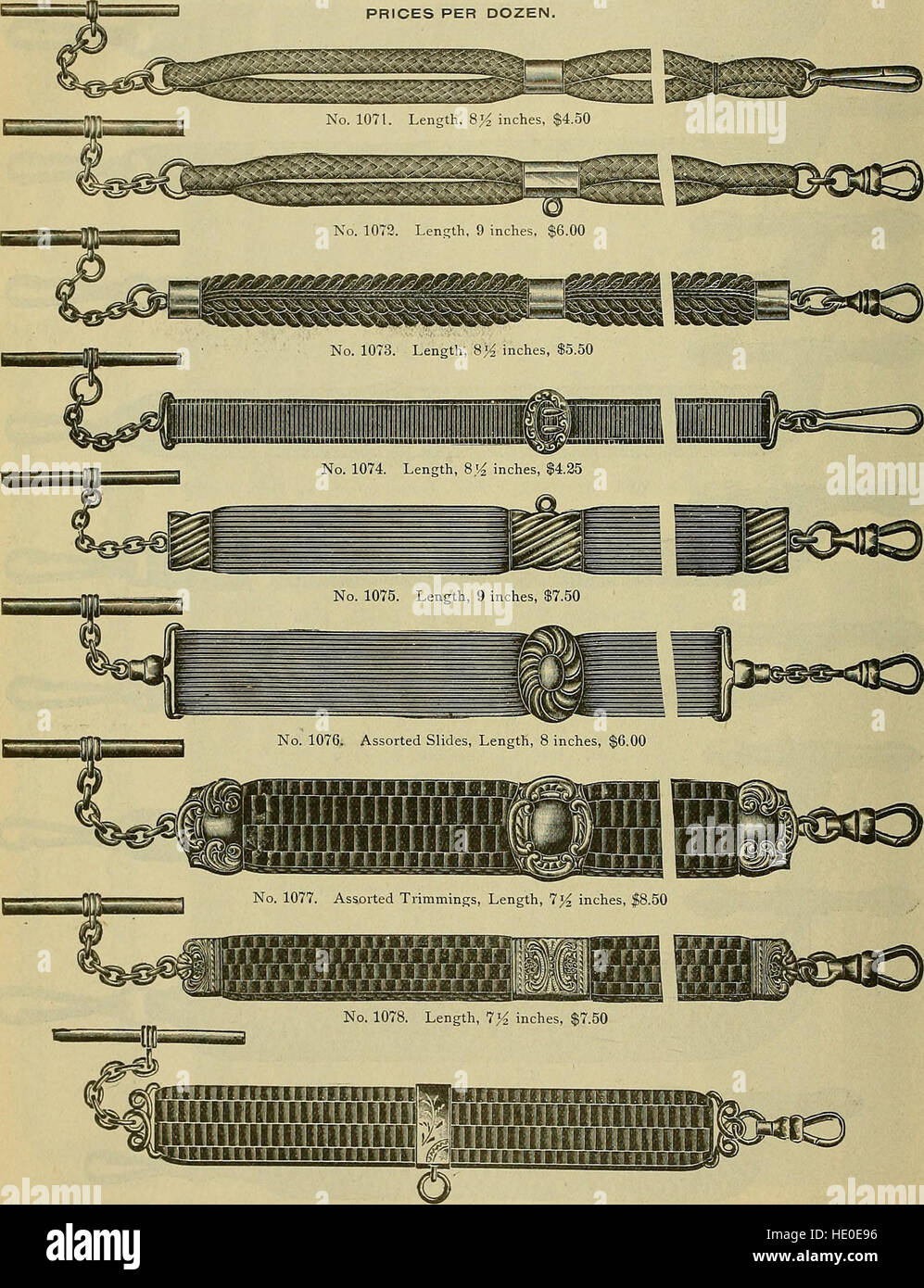 Le catalogue 1899 fournit une liste complète d'outils, de fournitures et de matériaux pour les horlogers, les joailliers et les métiers connexes, mettant en valeur les progrès de la technologie et de la conception pour l'artisanat de précision. Banque D'Images
