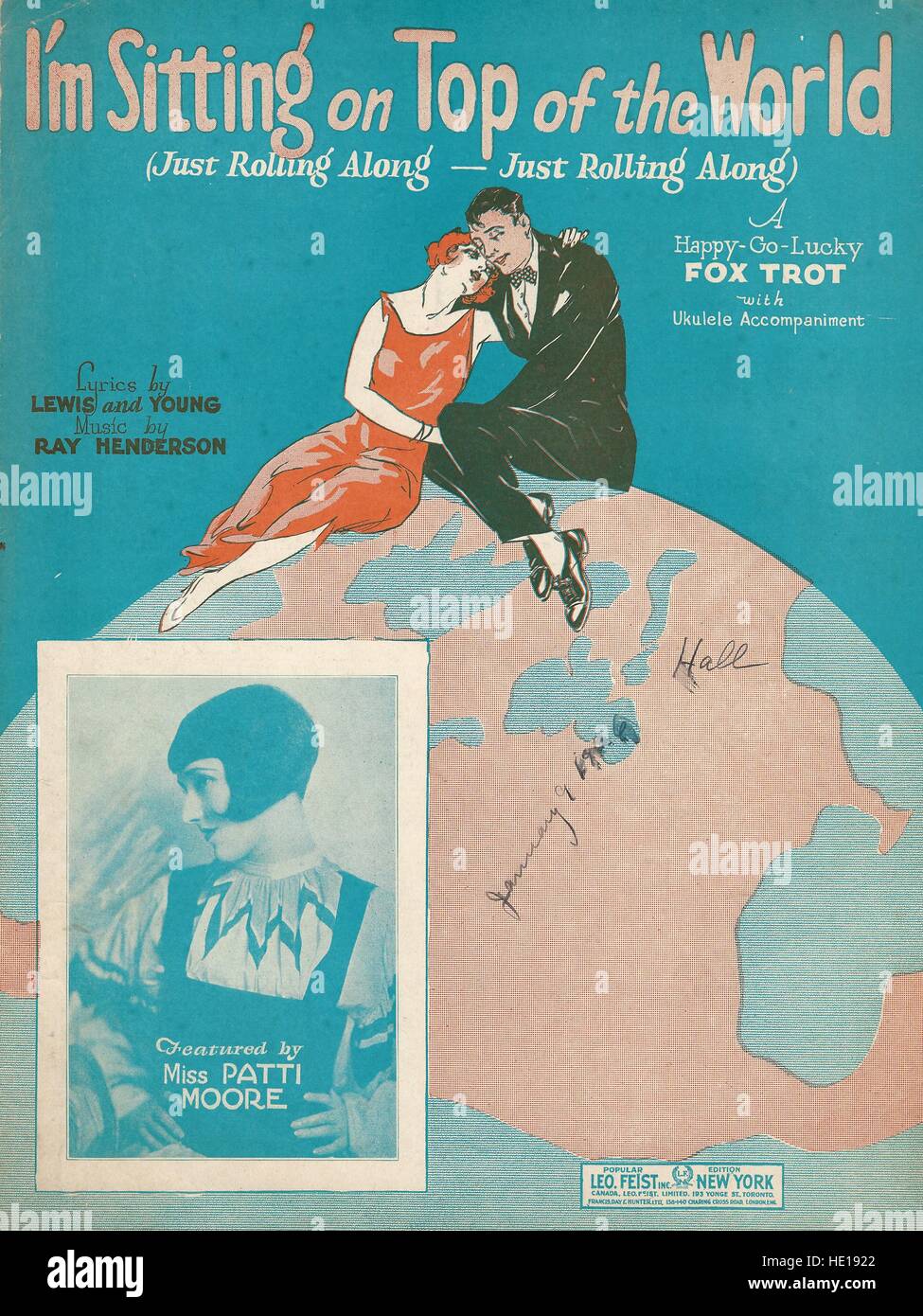 "Je suis assis sur le Toit du Monde' 1925 Sheet Music couvrir Banque D'Images