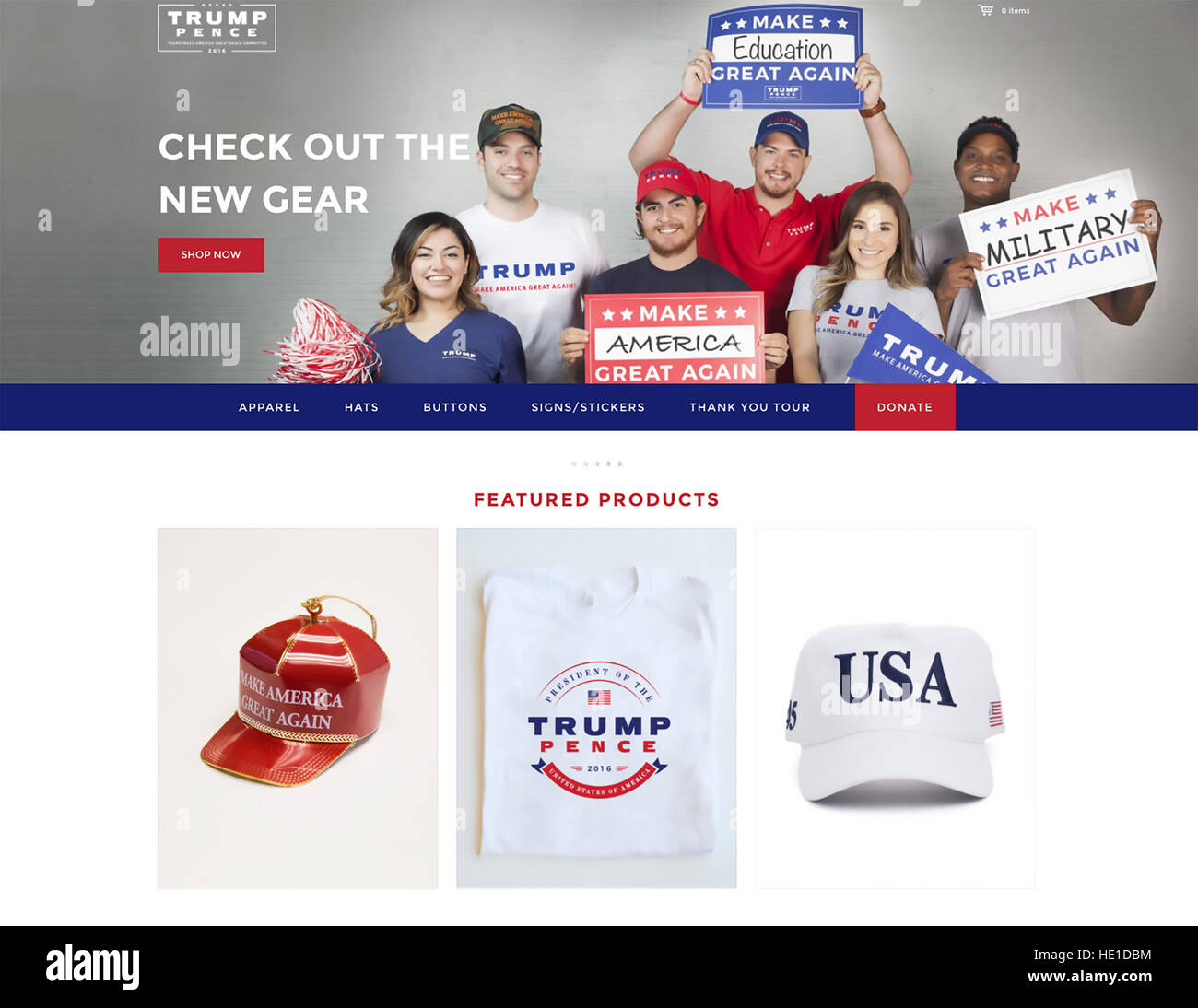 DONALD TRUMP marchandises sur le site internet pour le président américain élu en Décembre 2016 Banque D'Images