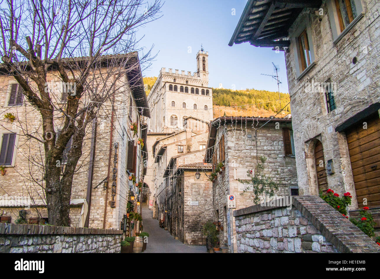 La ville médiévale de Gubbio dans la province de Pérouse, Ombrie, Italie. Banque D'Images