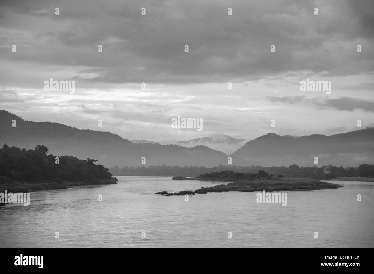 Les paysages le long de la rivière sur le Mékong Banque D'Images