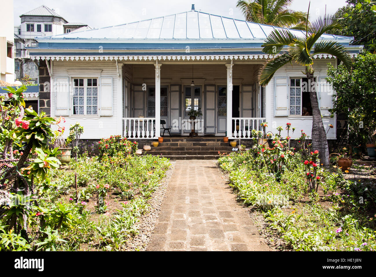 Maison coloniale française à St Denis, île de la réunion Photo Stock