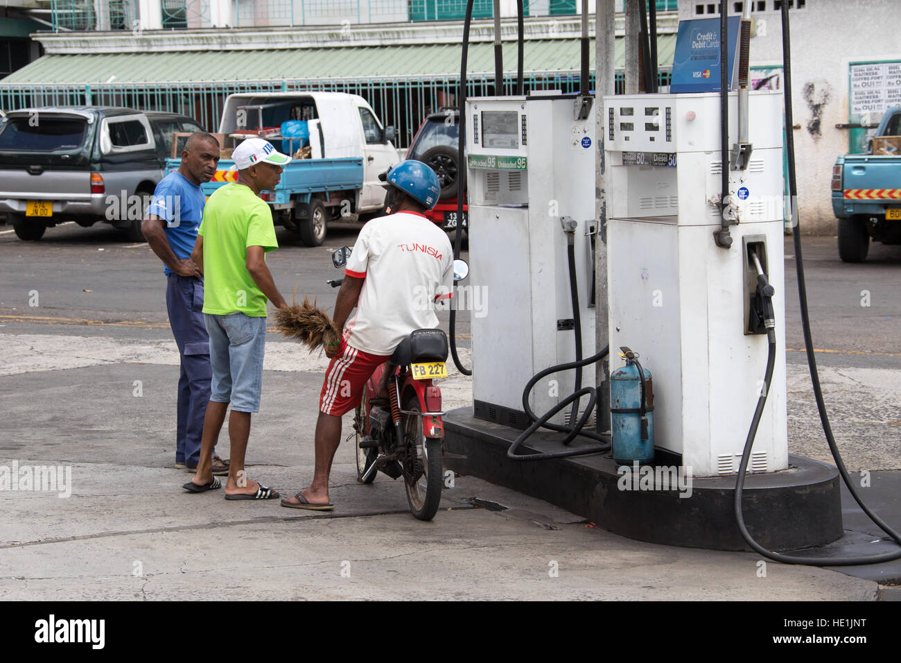 Station service à Mahebourg, Mauritius Banque D'Images