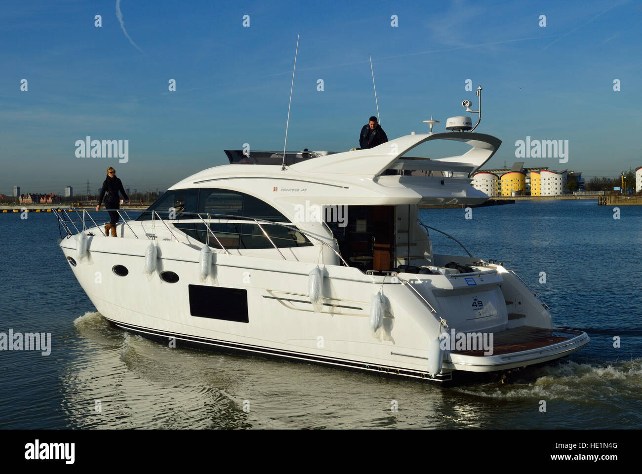 Princess 49 bateau yacht en direction de London Boat Show 2017 Banque D'Images