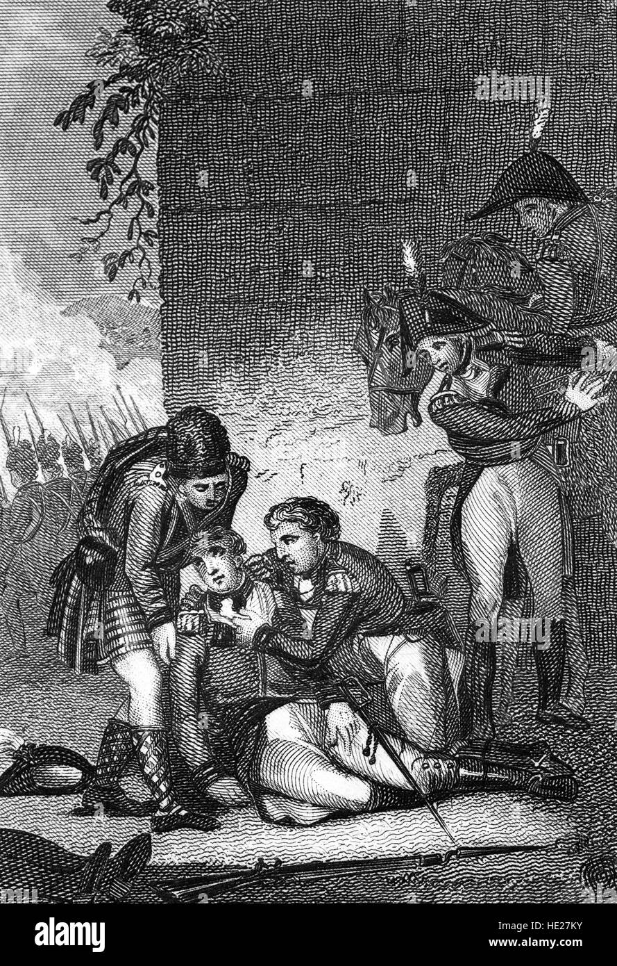 La bataille de la Corogne a eu lieu au cours de la guerre d'Espagne, une partie de l'ensemble des guerres napoléoniennes. Il a eu lieu le 16 janvier 1809, lorsqu'un corps français sous le maréchal de l'Empire Nicolas Jean de Dieu Soult a attaqué une armée britannique sous le Lieutenant-général Sir John Moore. John Moore (1761 - 1809) a été frappé par un tir de canon et mortellement blessé. Banque D'Images