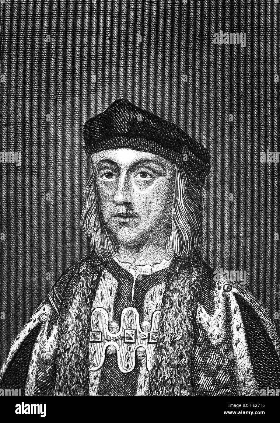 Henry VII (1457 - 1509) fut roi d'Angleterre et a gagné le trône lorsque ses forces a défait le roi Richard III à la bataille de Bosworth Field, l'aboutissement de la guerre des Deux-Roses le 22 août 1485. Il a été le premier monarque de la maison de Tudor et le dernier roi d'Angleterre gagne son trône sur le champ de bataille. Banque D'Images