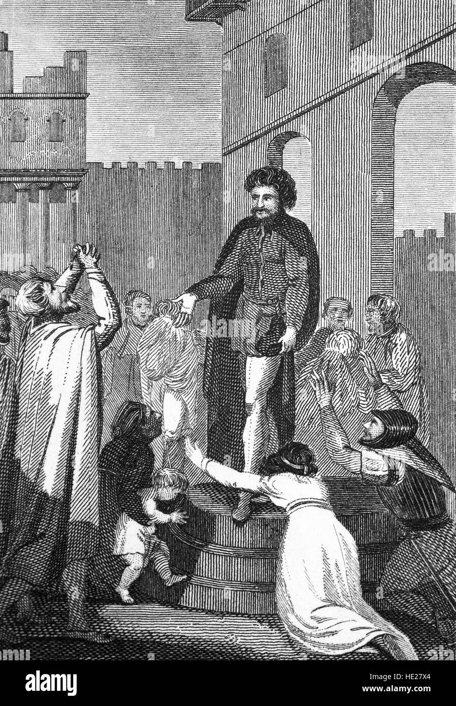 Le siège de Calais a commencé en 1346 pendant la Guerre de Cent Ans (1337 à 1453) quand Édouard III d'Angleterre a affirmé la domination sur la France. Il avait besoin d'un port défendable où son armée pourrait se regrouper et être réapprovisionnée. Calais remises après près d'un an et a eu lieu par l'Angleterre jusqu'à 1558. C'est sa dernière possession en France métropolitaine. Banque D'Images