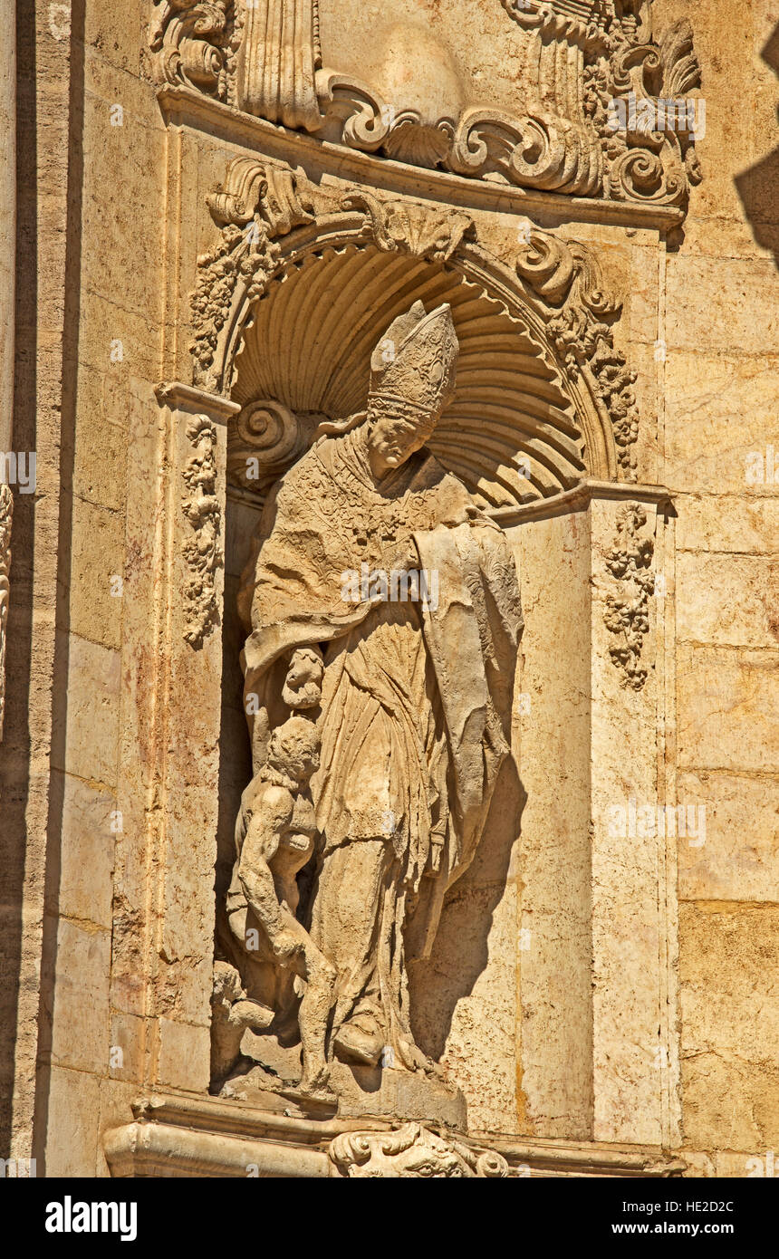 La cathédrale de Valence, statue dans une niche, l'Espagne, Europe Banque D'Images