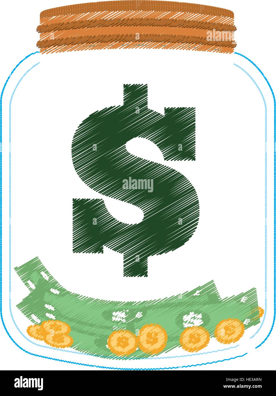 Dessiner A Main Couleur Du Verre D Economie D Argent Image Vectorielle Stock Alamy