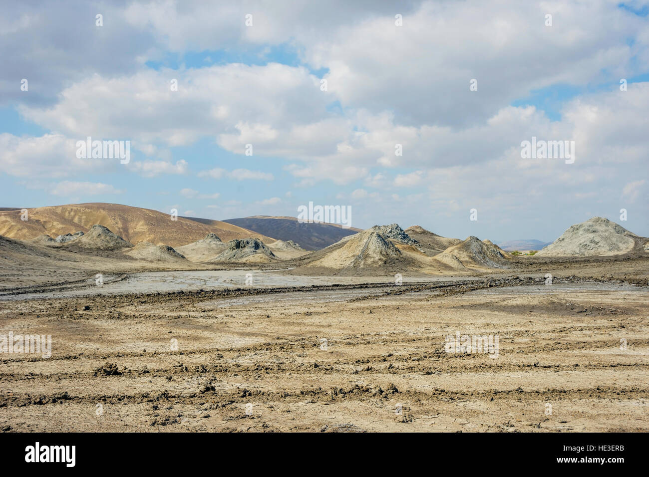 Volcan de boue à Gobustan paysage, Azerbaïdjan Banque D'Images