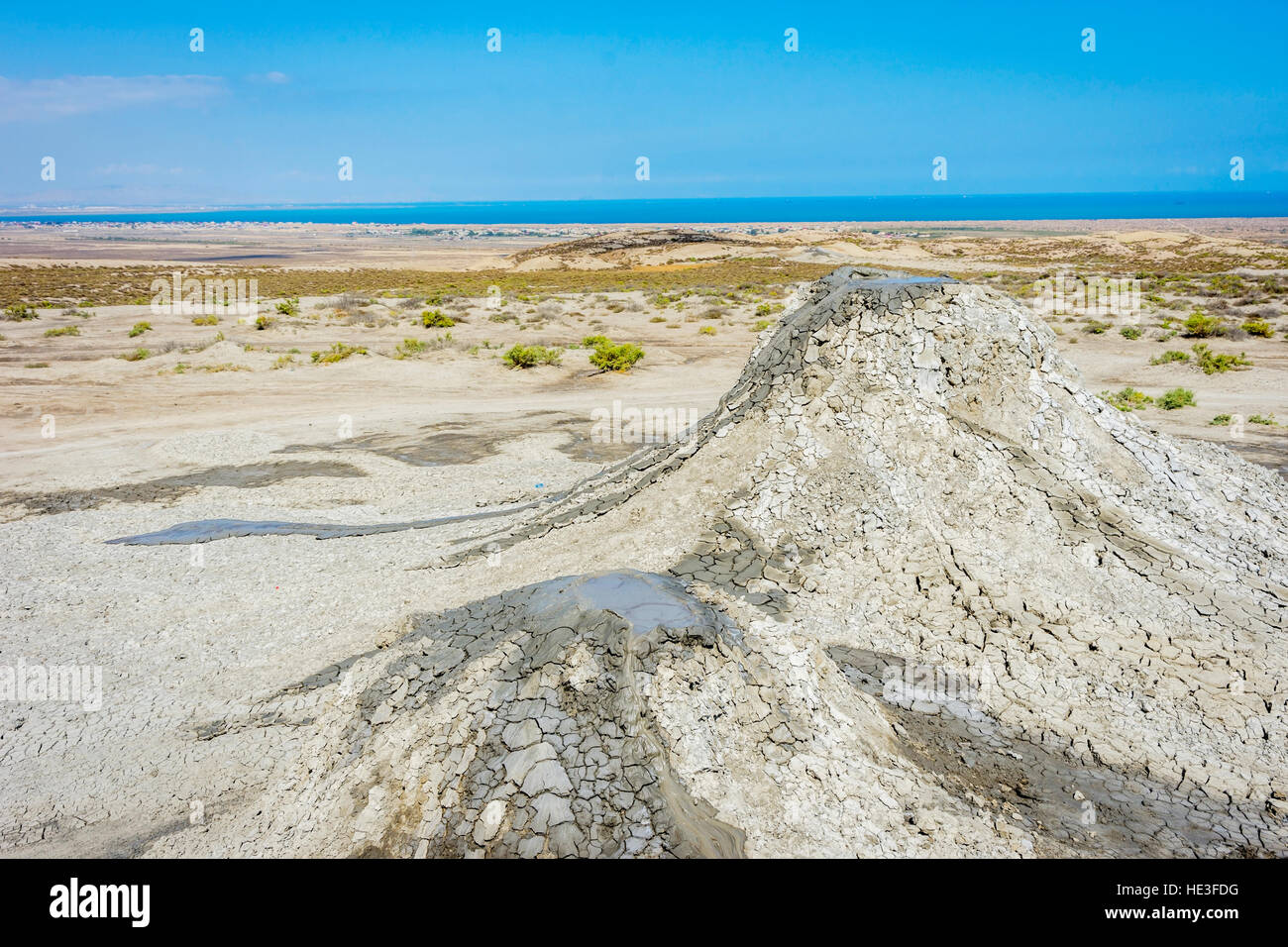Cratère du volcan de boue à Gobustan, Azerbaïdjan Banque D'Images