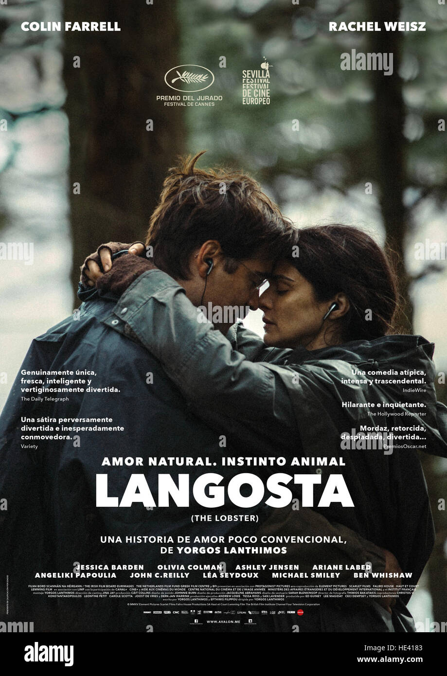DATE DE SORTIE : Mai 13, 2016 Title : Le homard STUDIO : Sony Pictures Réalisateur : Yorgos Lanthimos Résumé : Dans un futur proche dystopique, les personnes seules, d'après les lois de la ville, sont prises à l'hôtel, où ils sont obligés de trouver un partenaire romantique dans quarante-cinq jours ou sont transformés en bêtes et envoyés au loin dans les bois avec : Rachel Weisz Colin Farrell Poster Art (Crédit : © Sony Pictures Entertainment/Photos/ZUMAPRESS.com) Banque D'Images