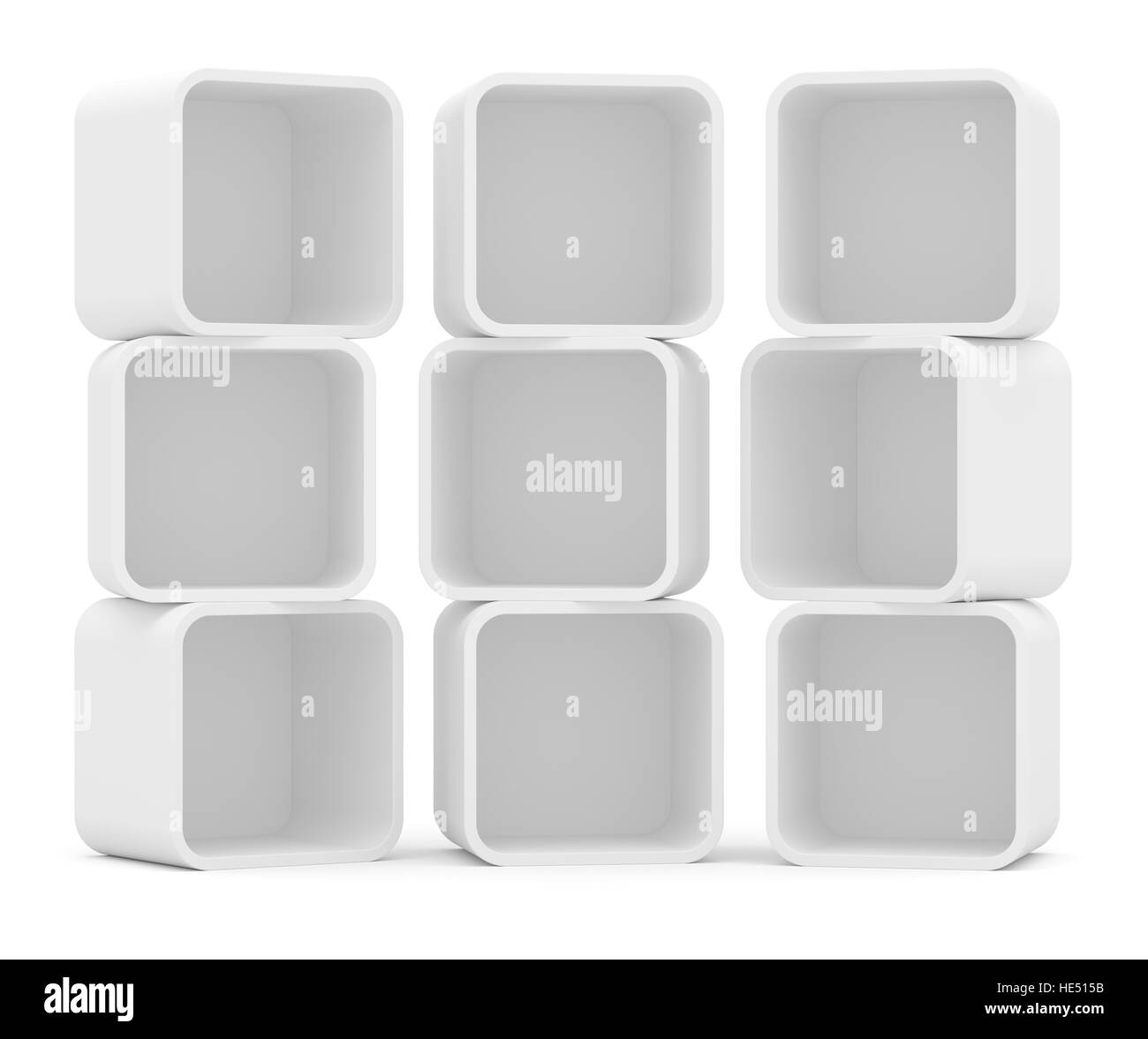 Trois récentes de l'arrondi blanc vide. Isolé Banque D'Images