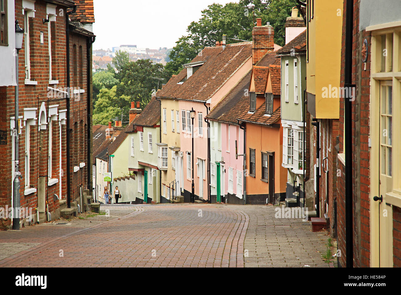 Ancien bloc rue pavée de la ville du comté de Colchester, Essex en Angleterre Banque D'Images