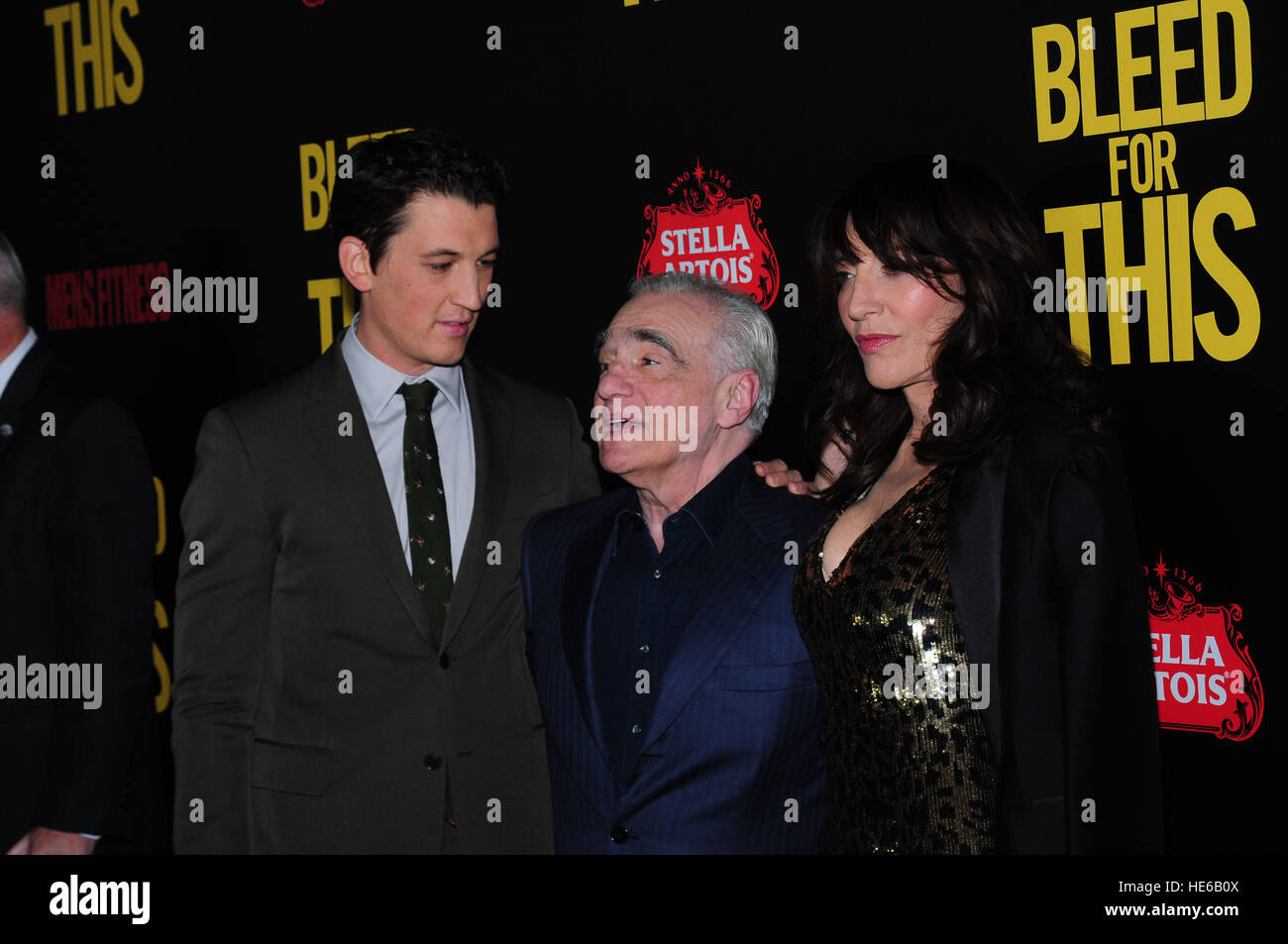 Miles Teller, Martin Scorsese et Katey Sagal assistant à la première de New York 'Purger pour cela,' animée par route ouverte avec Men's Fitness, à l'AMC Lincoln Square Theater à New York. Avec : Miles Teller, Martin Scorsese, Katey Sagal Où : nw Banque D'Images