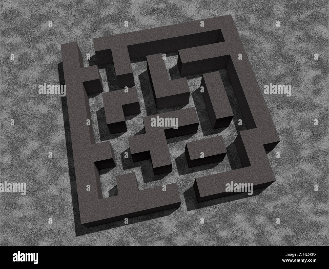 Labyrinthe Labyrinthe simple 3D render texture lumière lumières ombres ombre sombre Banque D'Images