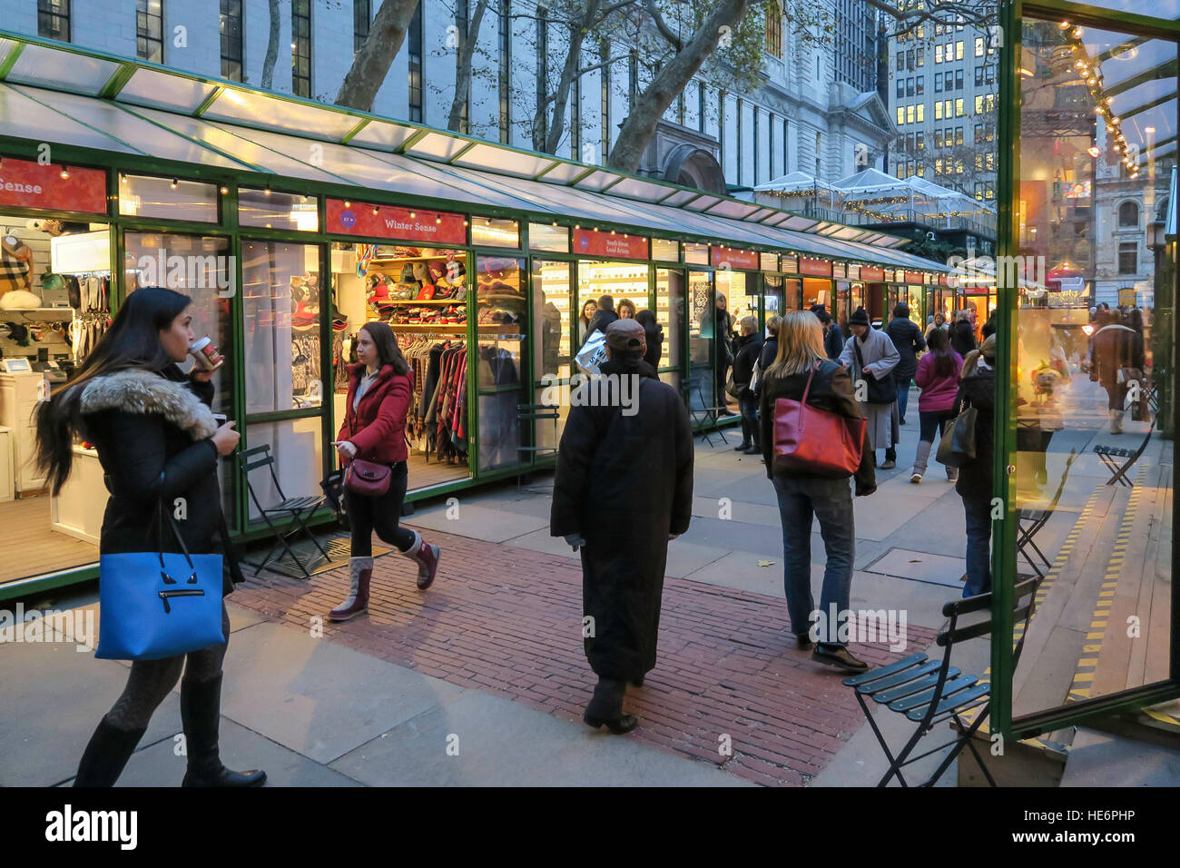 Village d'hiver de la Bank of America au Bryant Park, New York City, USA Banque D'Images