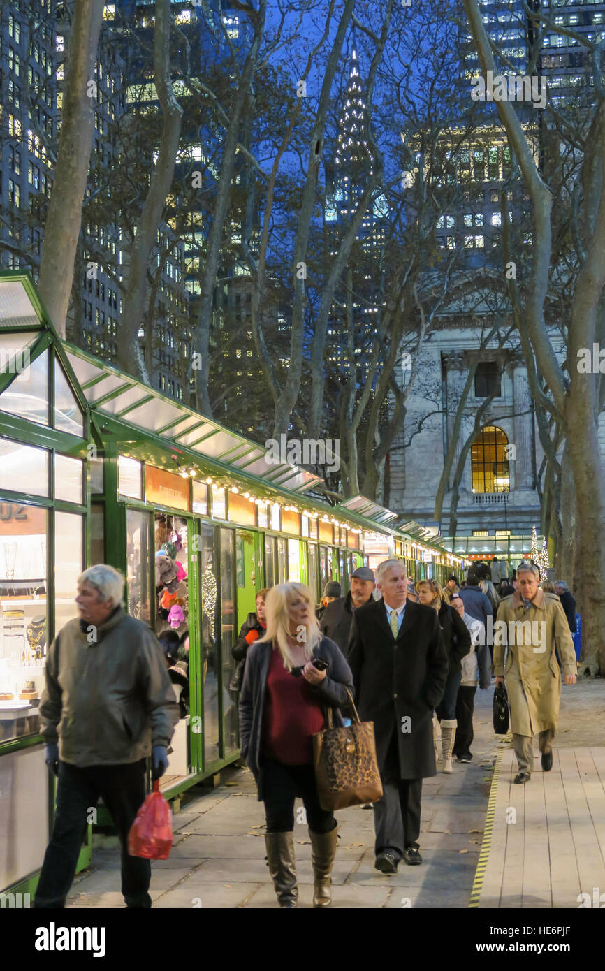 Village d'hiver de la Bank of America au Bryant Park, New York City, USA Banque D'Images