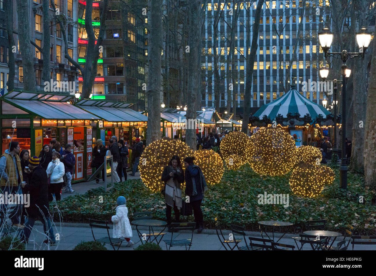 Village d'hiver de la Bank of America au Bryant Park, New York City, USA Banque D'Images