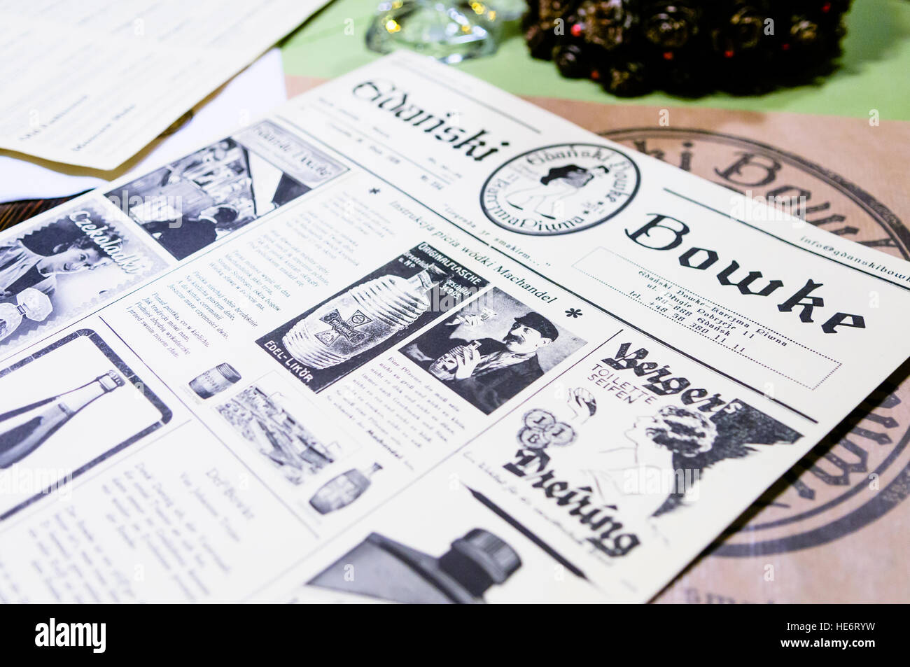 Gdanski Bowke de menu, le plus vieux restaurant de Gdansk Banque D'Images