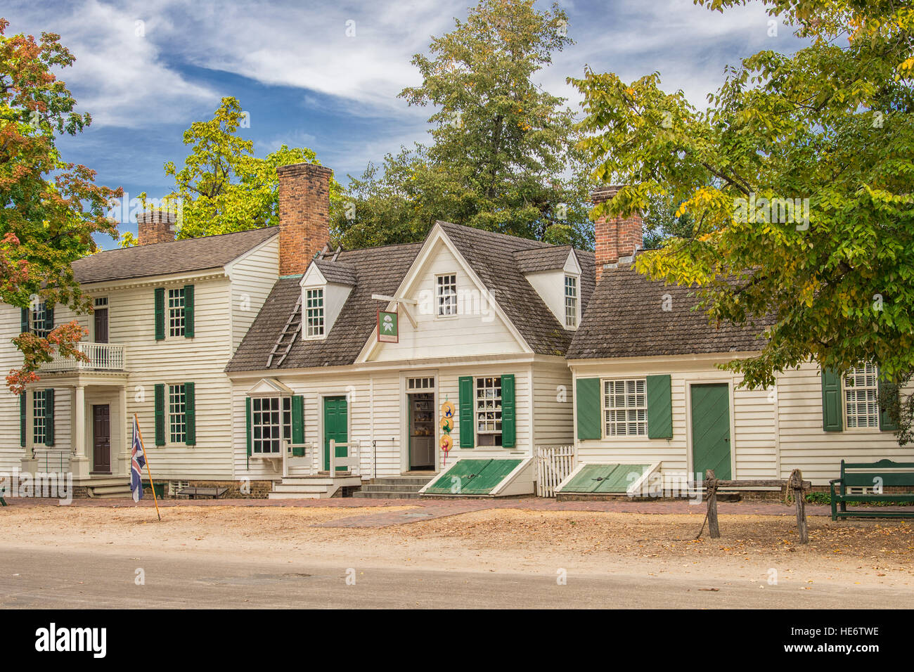 Colonial Williamsburg Mary Dickinson Store et James Geddy House Banque D'Images