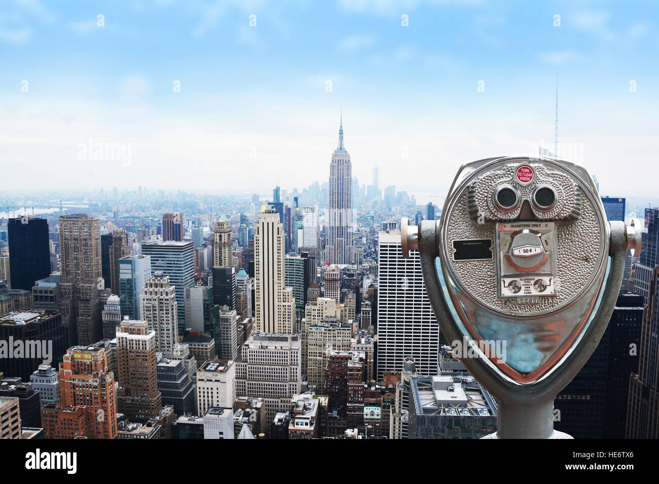 New York Central Park view point telescope du Rockefeller building Banque D'Images New York Central Park view point telescope du Rockefeller building Banque D'Images