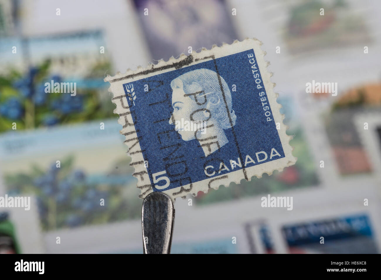 Un vieux timbre-poste canadien. Banque D'Images