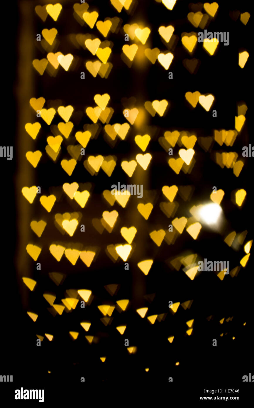 Les feux jaunes lumineux flou artistique pour célébration Contexte Banque D'Images