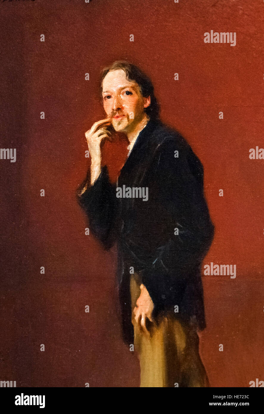 Robert Louis Stevenson par John Singer Sargent, huile sur toile, 1885. C'est un détail d'une plus grande peinture, 'Robert Louis Stevenson et sa femme, il723A Banque D'Images