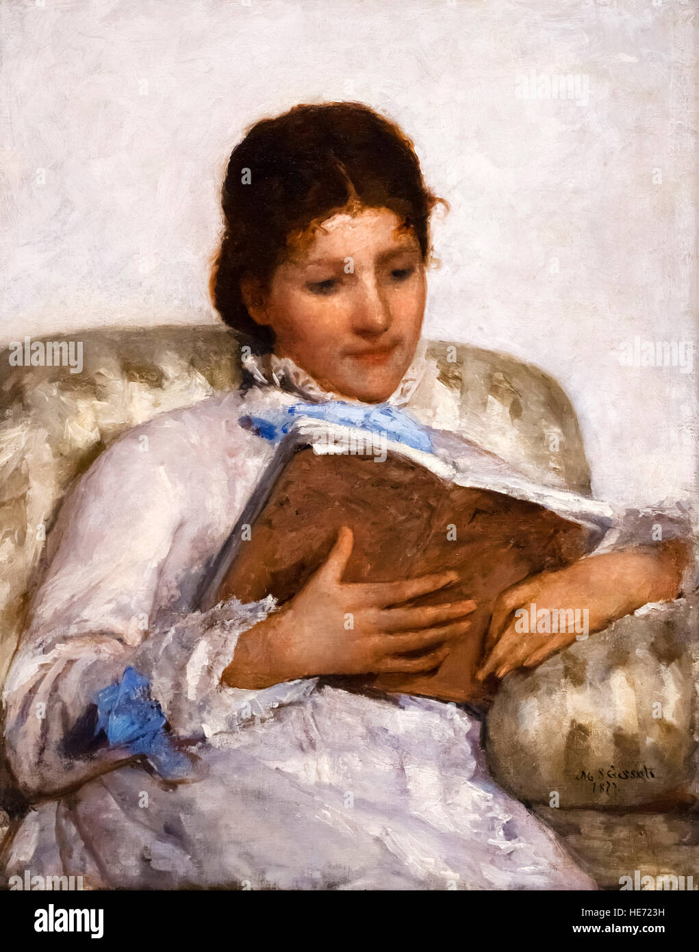Mary Cassatt, “The Reader”, huile sur toile, 1877 Banque D'Images