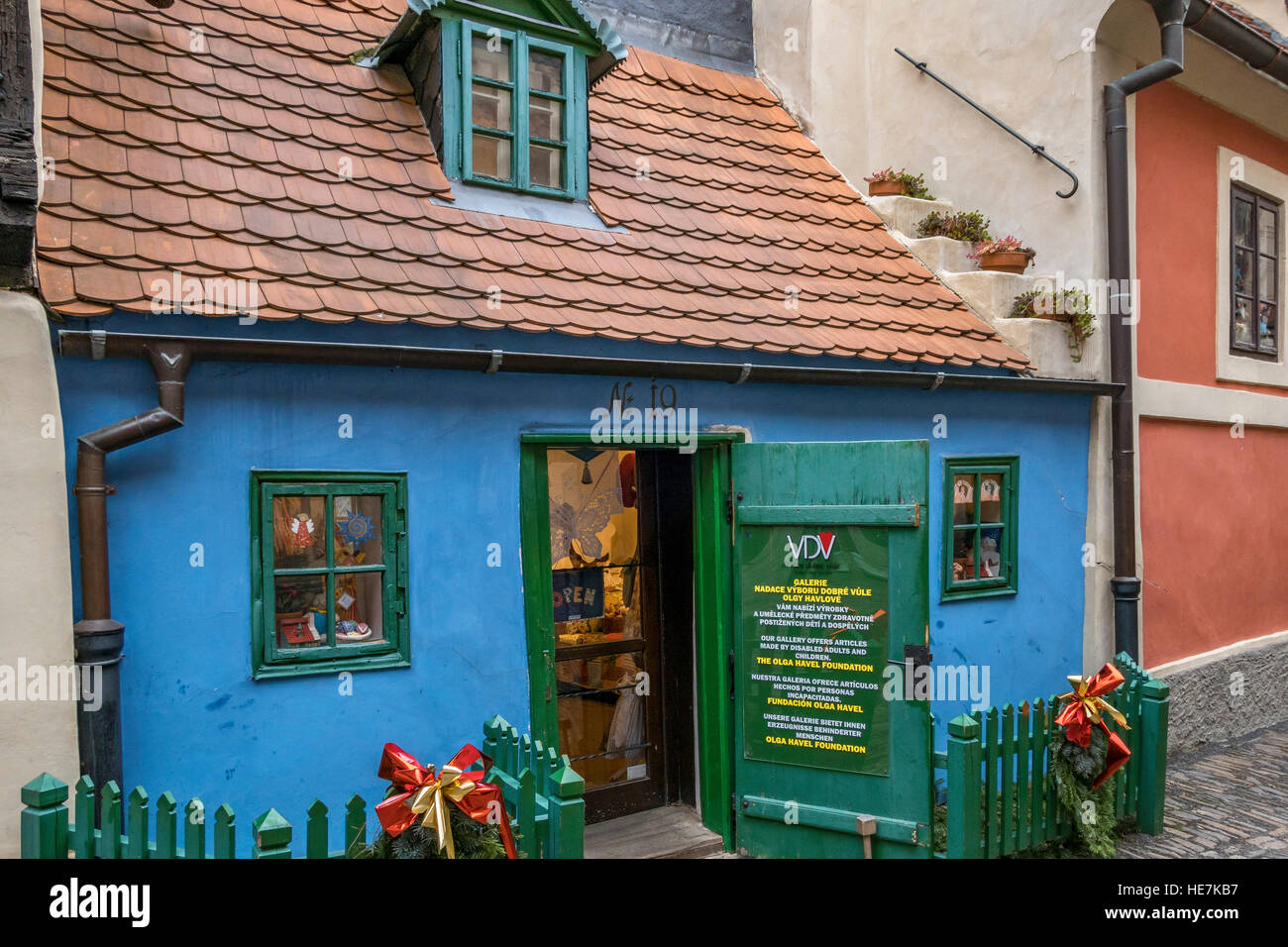 Golden Lane sur le château de Prague, Hradcany, Site du patrimoine mondial de l'UNESCO, Prague, République Tchèque, Europe Banque D'Images