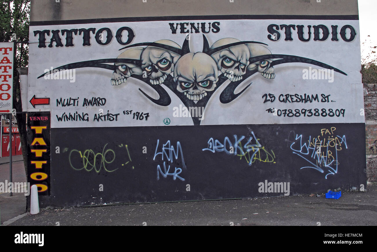 Vénus tattoo Studio, Belfast 2b St Gresham, centre-ville, l'Irlande du Nord, Royaume-Uni Banque D'Images
