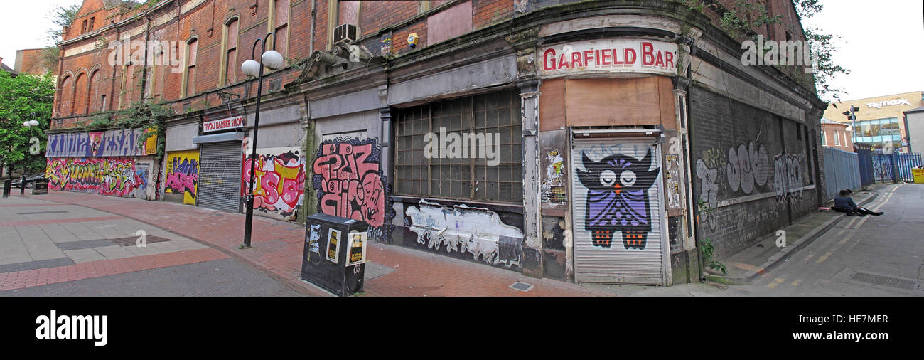 Belfast Rue Garfield pano Centre-ville, l'Irlande du Nord, Royaume-Uni Banque D'Images